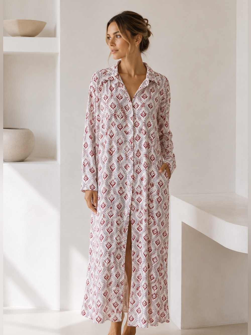 Goa Paris sz M Button-Up cover up shirt dress cotton great condition